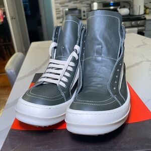 Rick Owens Green and White Casual Sneakers